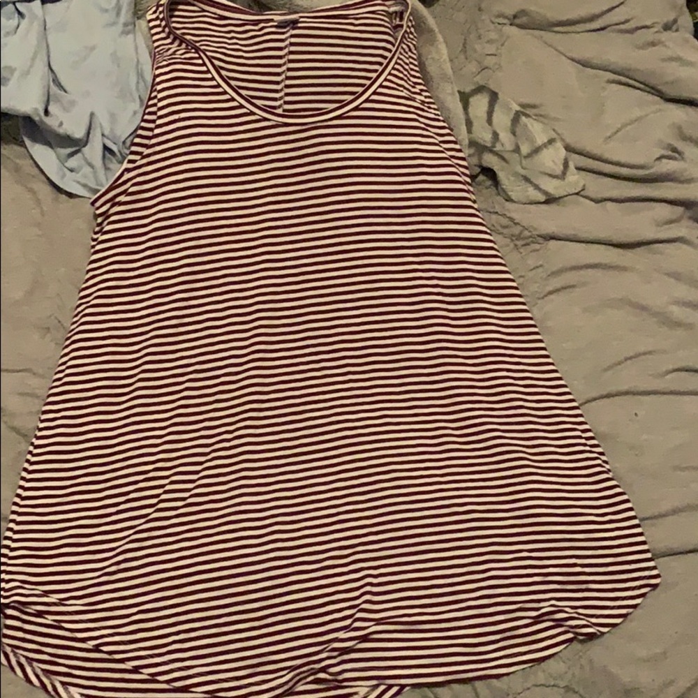 purple and white striped tank top